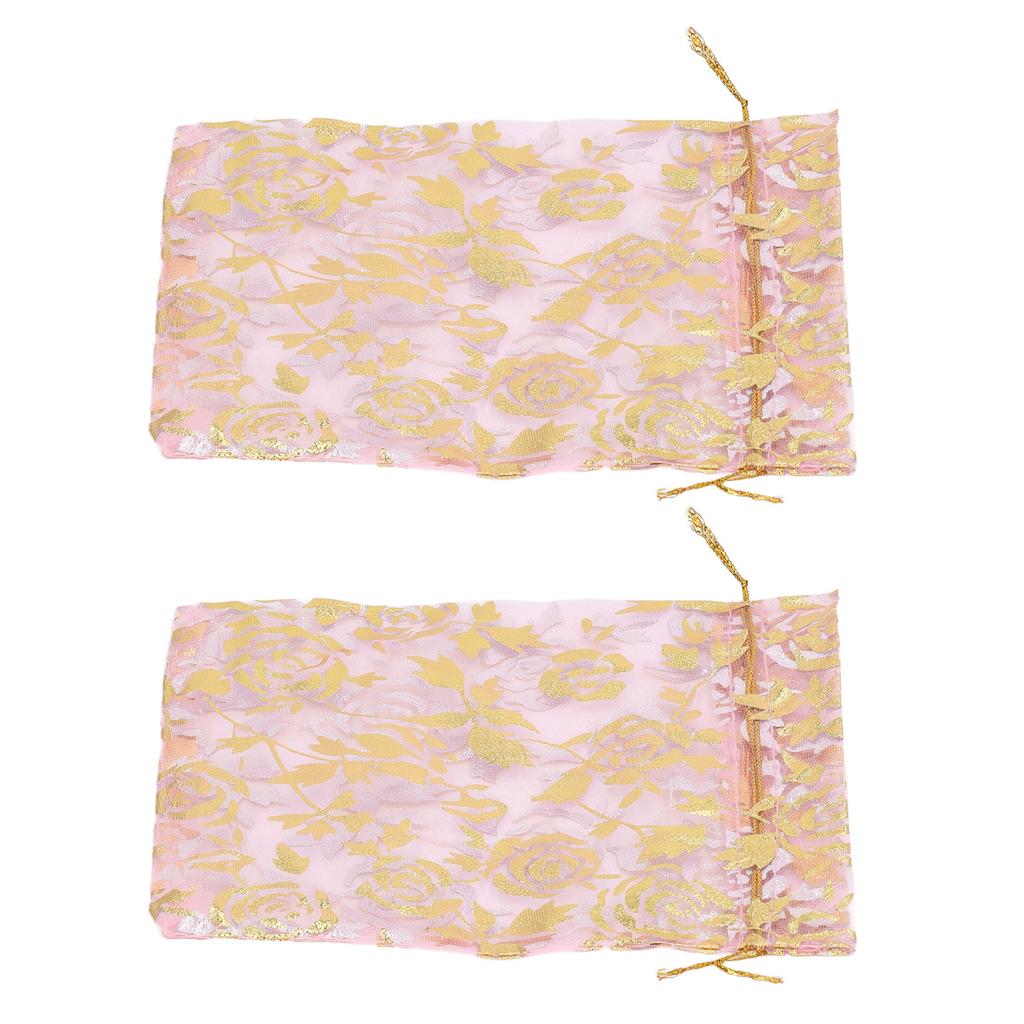 200 Pcs Organza Bag Drawstring Closure Print 6.3x4.3in Mesh Gifts Bags Organza Jewelry Mesh Pouch