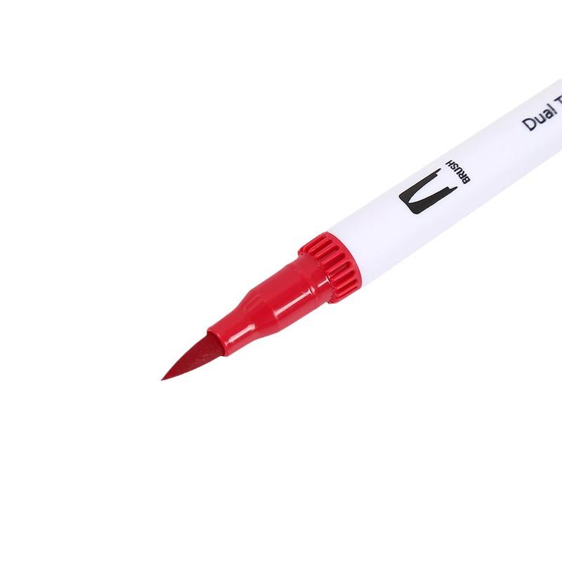 Water-based Double-ended Watercolor Pen Set with Colored Fine Liner and Soft Tip