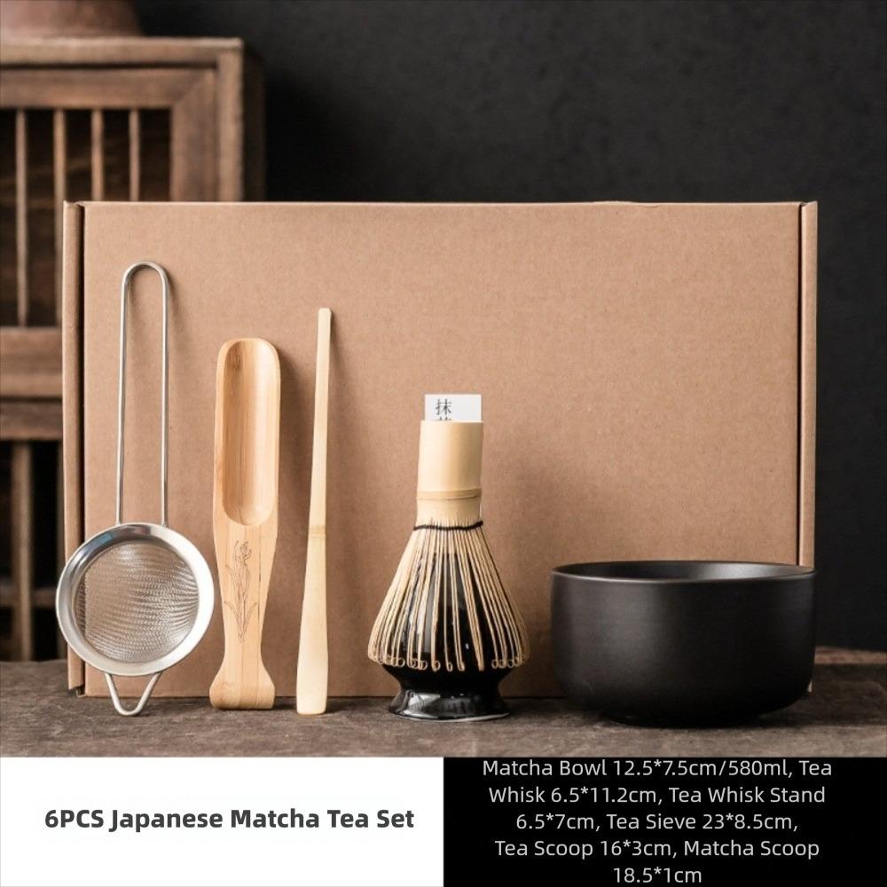 Traditional Bamboo Ceramic Japanese Matcha Tea Set Food Grade Reusable Matcha Whisk Set Safe Japanese Chasen