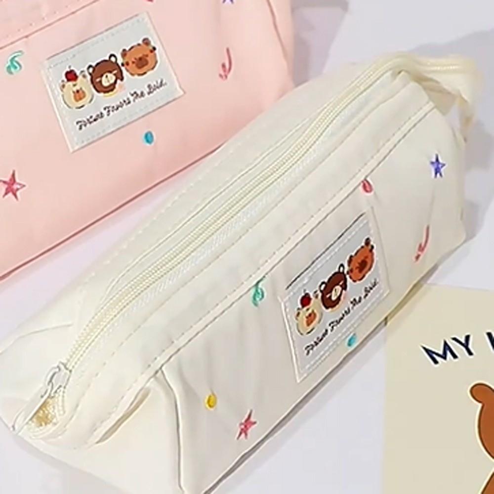 Large Capacity Kawaii Pencil Bag Embroidered Pen Pencil Case Stationery Bag  School