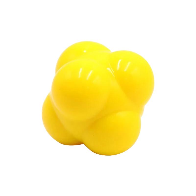 

68 мм шестиугольный мяч для реакции, силиконовый мяч для тренировки ловкости, координации, рефлексов, фитнеса, подходит для детей и взрослых жёлтый