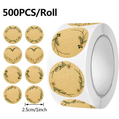 500 Τεμ. Κενά Αυτοκόλλητα Μπορούν να Γραφτούν Στο Χέρι Αυτοκόλλητα από Χαρτί Kraft με Λουλούδια Δώρα για Ψήσιμο Διακοσμητικές Αυτοκόλλητες Ετικέτες