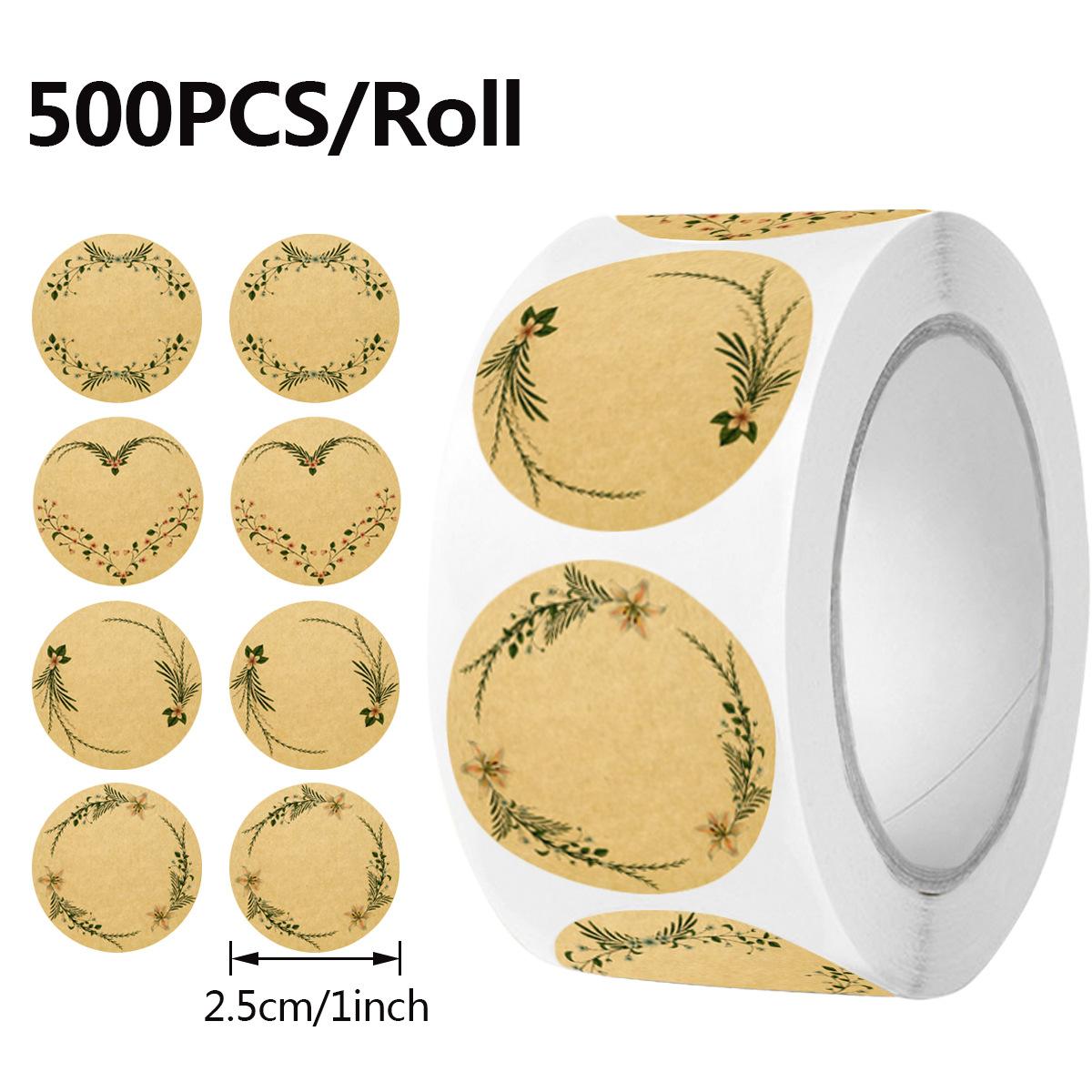 

500 Пустых Наклеек Можно Писать Ручкой Наклейки из Крафт-бумаги с Цветами Выпечка Подарки Декоративные Самоклеящиеся Этикетки