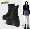 Muffin Platform Boots Thick High Heel Heightening Boots Women's Leather Boots Super High Heel Martin Boots Small Princess New Thick Heel