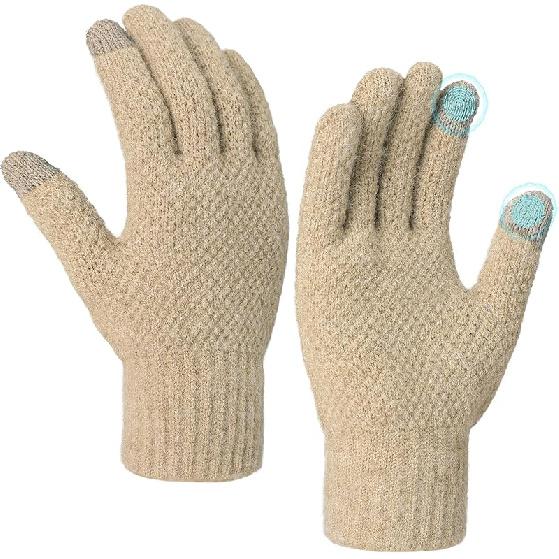 Winter Gloves - Women s Winter Touchscreen Gloves Women Men, Warm Knit gloves for cold weather with Elastic Cuff кофейный