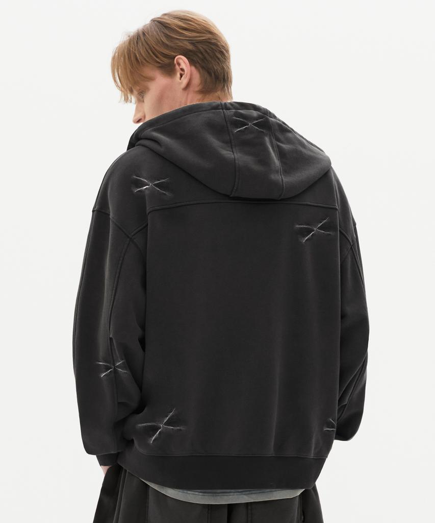 Trillion Domingo Pigment 2-Way Sweat Zip-Up (Charcoal)