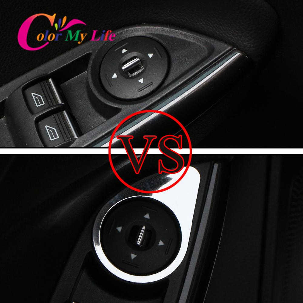 Color My Life ABS Chrome Rearview Mirror Adjustment Knob Panel Cover Trim for Ford Focus 3 4 MK3 MK4 2012 - 2018
