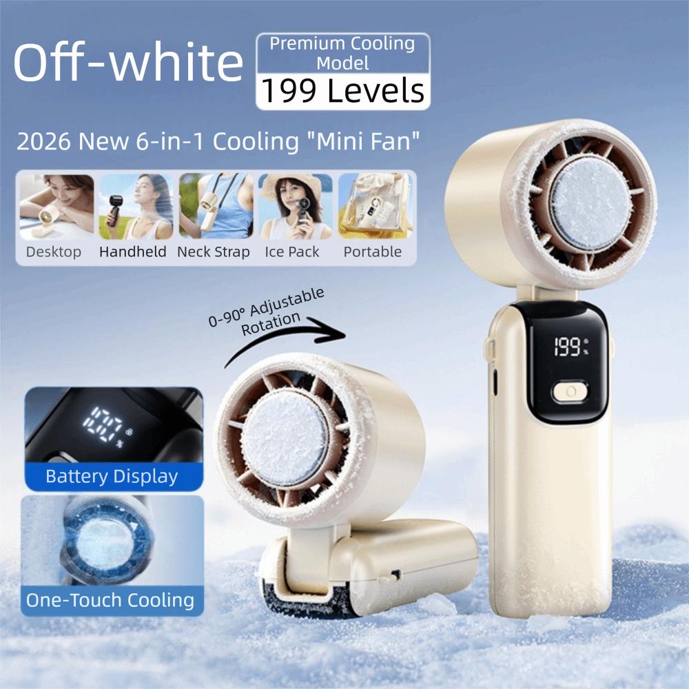 Hangable Handheld Fan 100 Speeds Desk Fan New Ice Cooling Fan  Outdoor