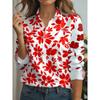 2026 Autumn New 3D Floral Print Blouse Ladies Long Sleeve Button Laple Loose Shirt Tops Casual Fashion Spring Women's Clothing