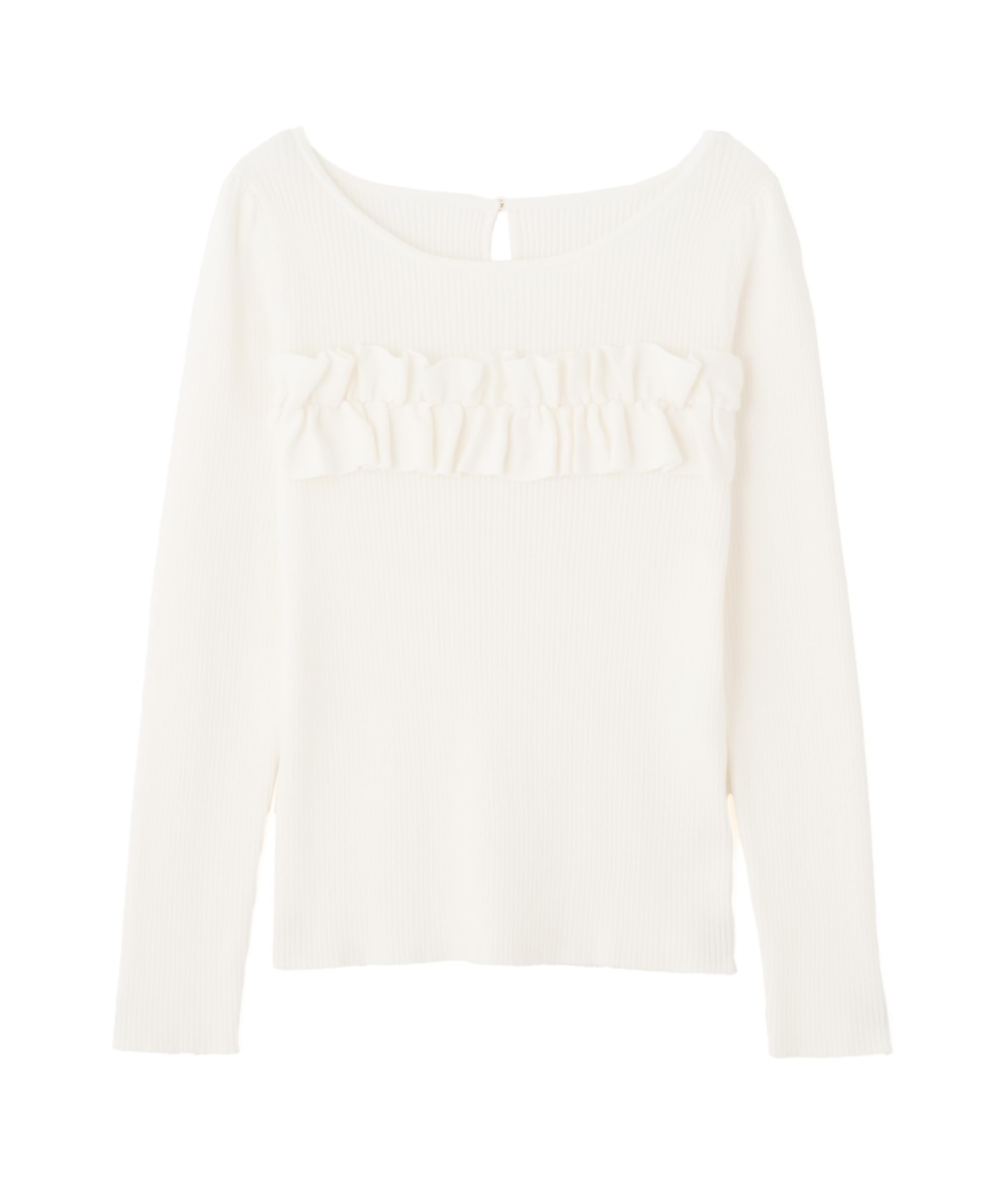 

Proportion Body Dressing Ecru Gathered Ruffle Rib Knit Sweater Women s