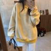 New Fall/Winter Flannelette And Thick Long Sleeved Thermal Sweater For Schoolgirl Plaid Mid-Length Round Neck Blouse