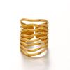 Stainless Steel Irregular Textur Wide Rings for Women Vintage Geometric Open Finger Ring Minimalist Jewelry Gifts Femme