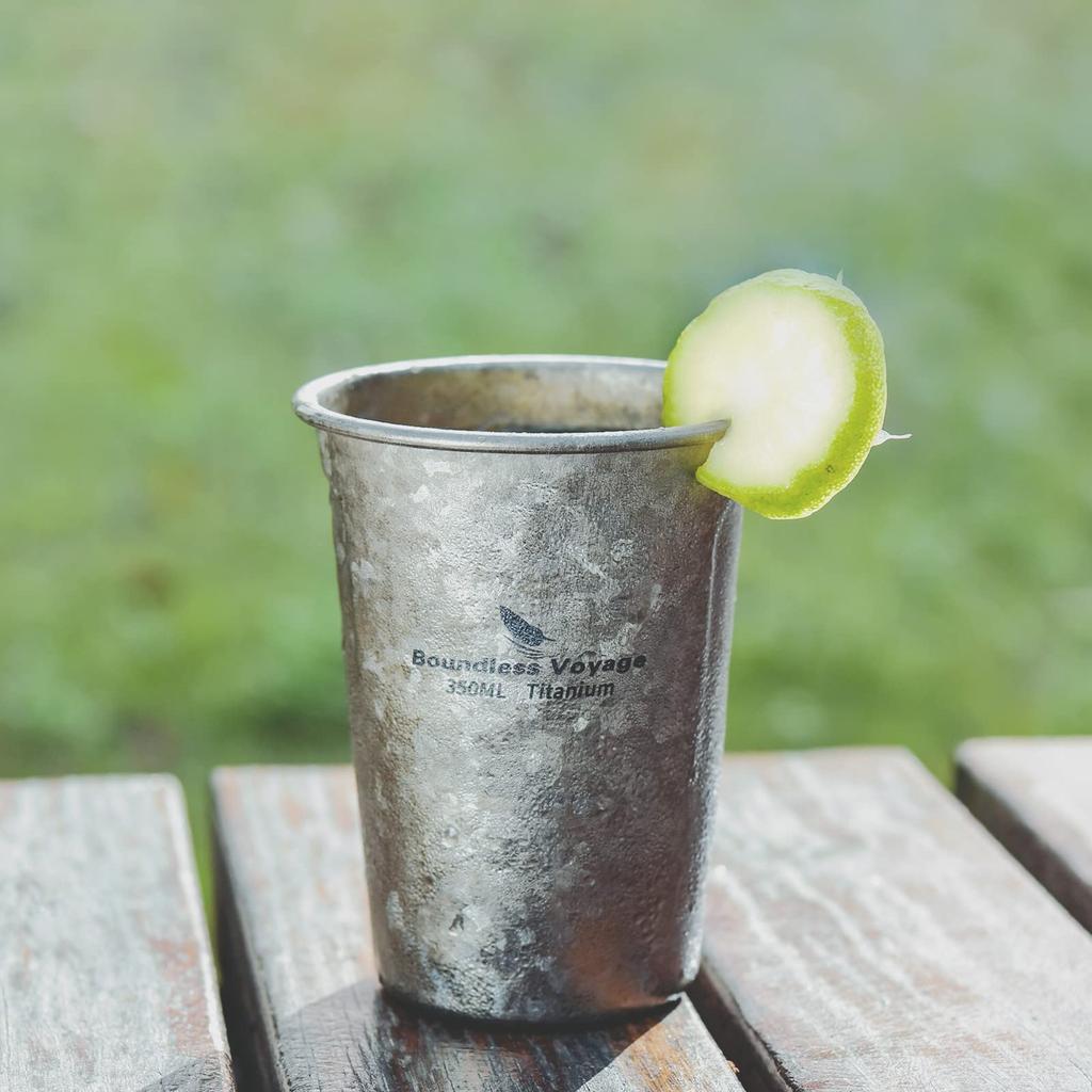 Boundless Voyage Titanium Beer Ideal for Outdoor and Lemon Sours Cup, 350ml, Tumbler, Cup, Lightweight, Rust-Resistant, Stackable, Activities,
