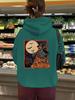 European Size Women's Halloween Print Kangaroo Pocket Hoodie - Long Sleeve, Plus Velvet, Autumn/Winter