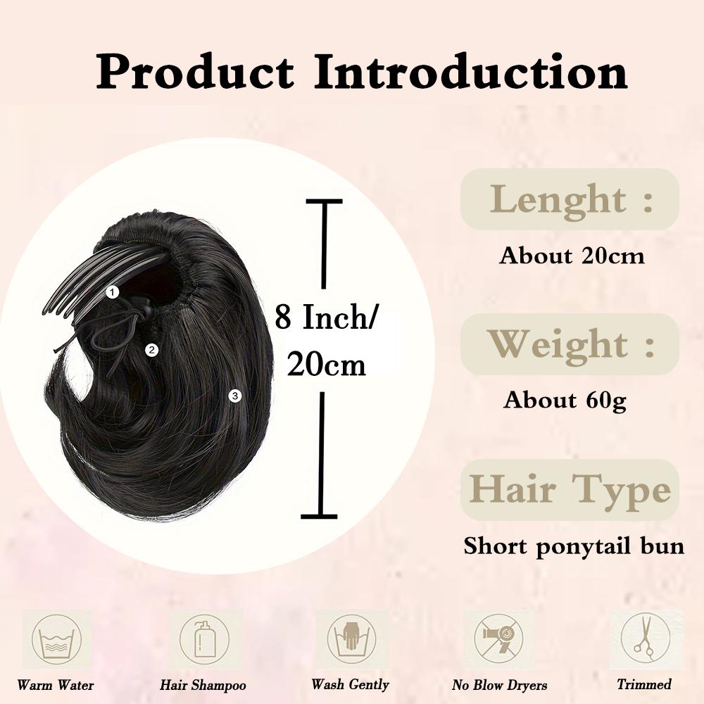 MISSQUEEN Syntetický drdol do vlasů Příčesek Plně Krátký Drdol Ponytail Přírodní Černé Vlasy Chignon S Hřebínkem Sponou Drdol Updo Stahovací Drdol Vlasové Příčesky