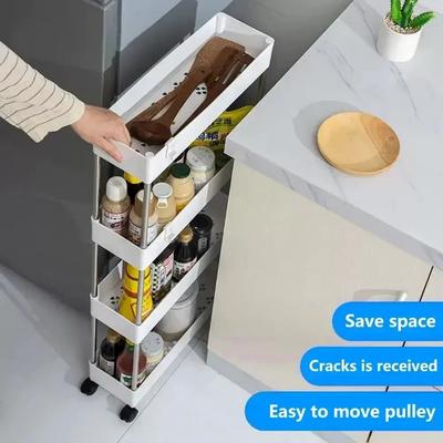 2025Storage Cart Multifunctional Trolley Rack-Kitchen Bedroom Bathroom Rolling Vertical Shelf Kitchen Spice Organizer 3/4 Layer