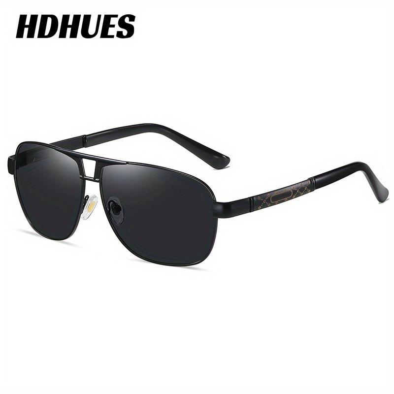 HdHues Поляризованные модные солнцезащитные очки для вождения унисекс в большой металлической оправе, UV400 чёрный