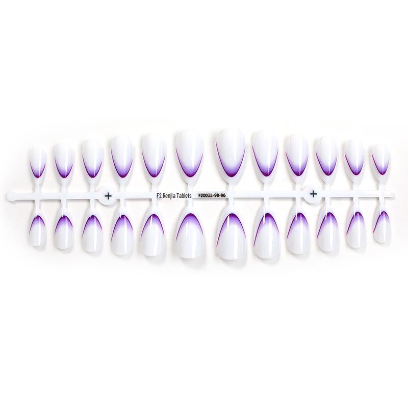 

Мраморные французские градиентные миндалевидные типсы для ногтей - Накладные ногти для ношения