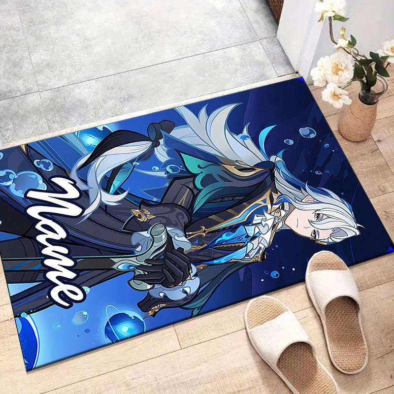Custom Genshin Impact Mat Personalized Name, Polyester Washable Indoor Entryway Rug, Gift for Christmas, Easter, Thanksgiving Day