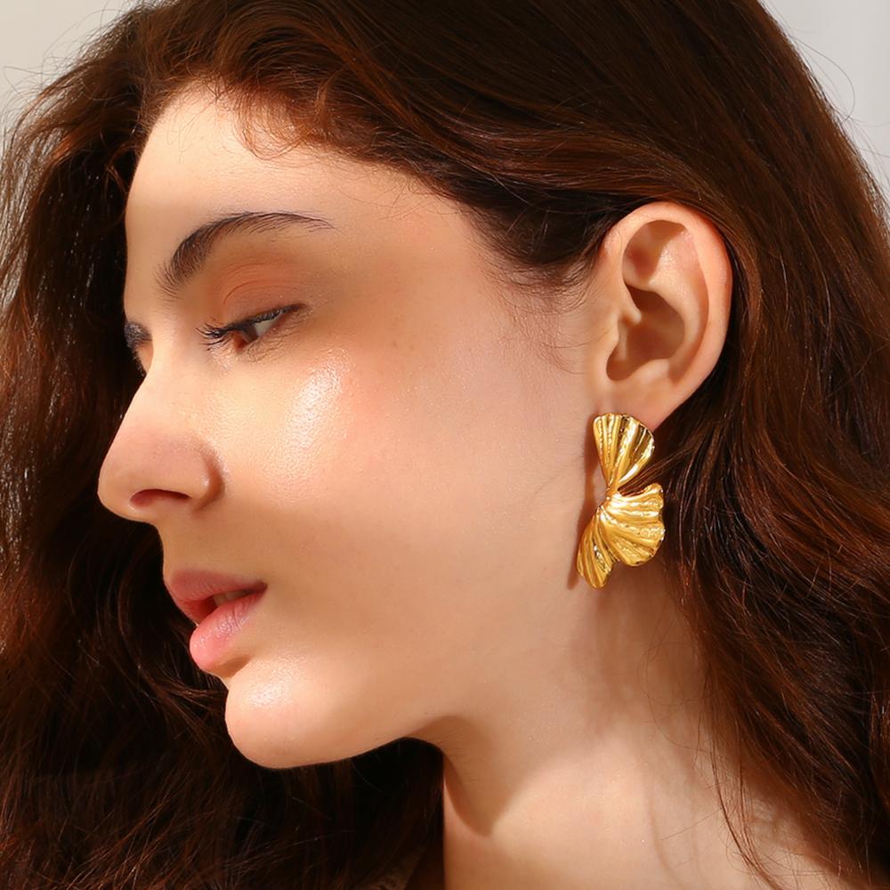 MamacitaSlay Popular Elegant Flower Elements Gold Plated Silver Color Woman stainless steel earrings Luxury quality jewelry