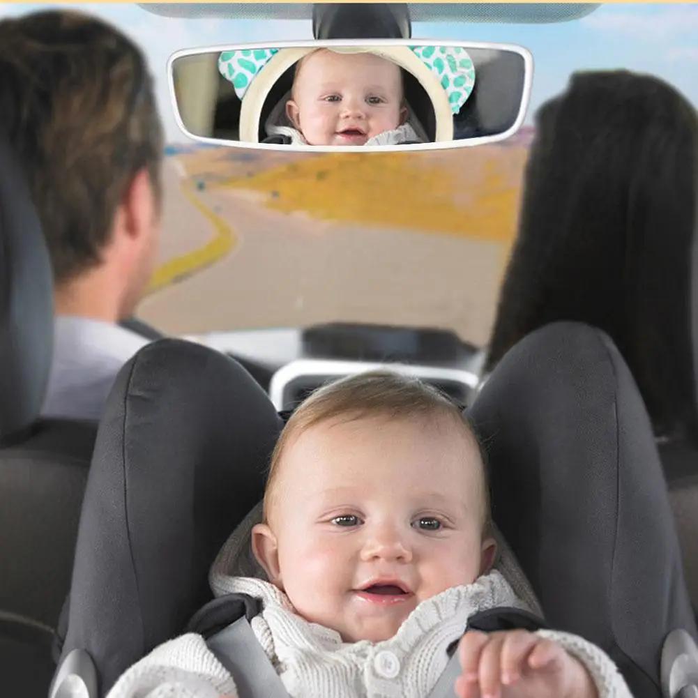 Car Baby Mirror Interior Rearview Kids Monitor Mirrors For Safety Rear Seat Headrest Baby Mirrors Cute Cartoon Animal Mirror