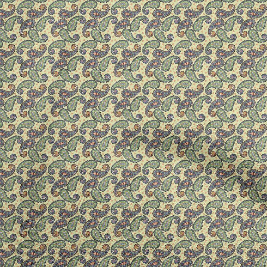 oneOone Cotton Flex Light Blue Fabric Asian Paisley Sewing Fabric By The Yard Printed Diy Clothing Sewing Supplies 40 Inch