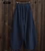 Cotton Linen Bloomers Wide Leg Pants Women Vintage Full Length Fashion Elegent Pants Solid Elasitic Waist Spring Autumn