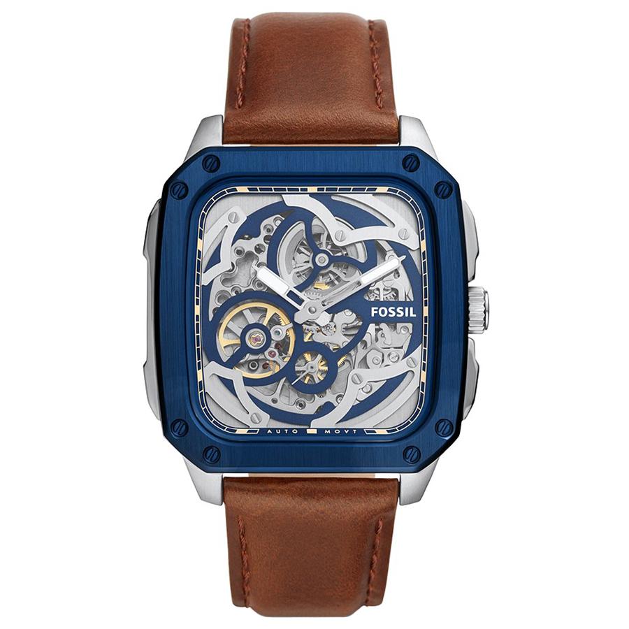

Fossil Inscription Automatic Skeleton Blue Dial Brown Leather Strap Watch for Men - BQ2571