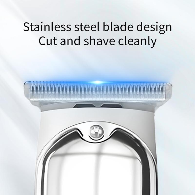Silver Stainless Steel Hair Clipper For Profressional Barbers & Personal Self-Cutting Trims All Types Of Hair, Beard, Mustache