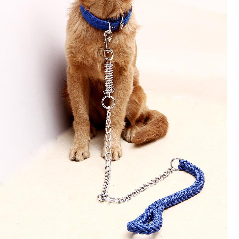 Large Dog Leash Dog Chain Anti-bite Punch Golden Retriever Alaska Collar Medium Large Dog Dog Leash Iron Chain