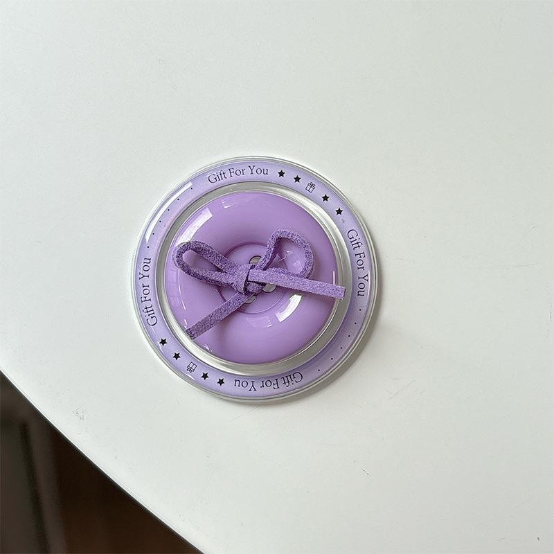 Magnetic Back Sticker Button Solid Color Bow Mobile Phone Airbag Bracket Niche Retractable Desktop Bracket Stable Creative