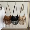 Westlicher Stil Quasten Tasche, Retro Persönlichkeit, Einfache Und Vielseitige Umhängetasche, Wildleder Samt Schultertasche, Damen Tasche