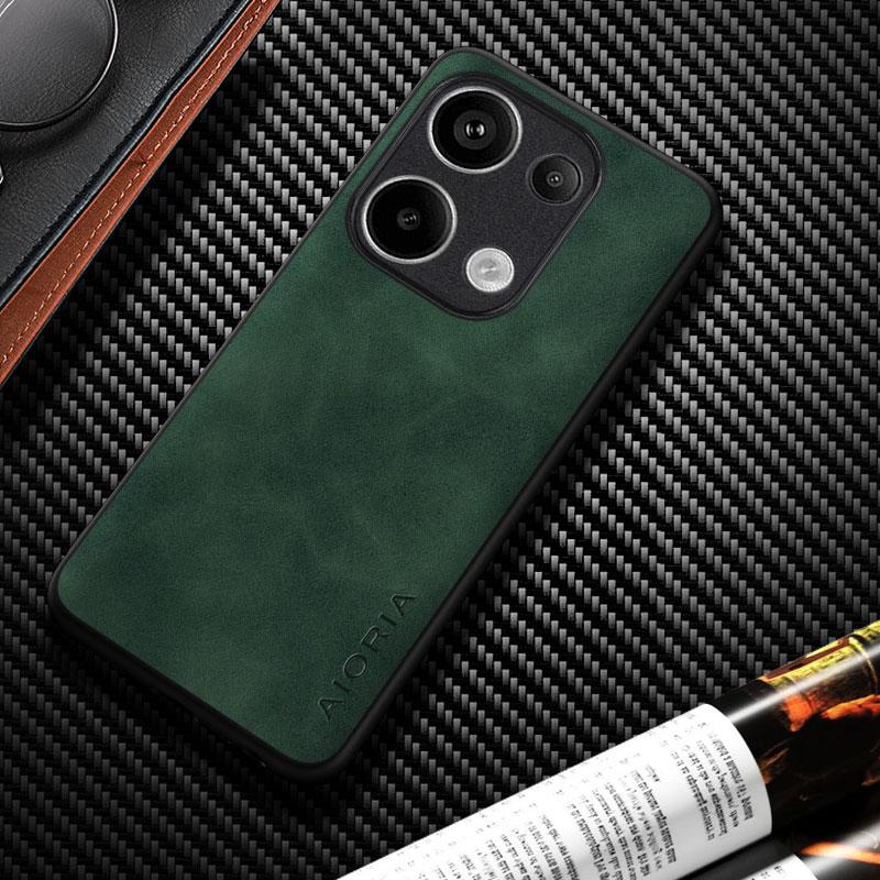 

Кожаный чехол для Xiaomi POCO M6 M5S M5 M4 M3 Pro, шелковистый прочный матовый чехол для poco m6 pro, чехол Funda POCO M5 зелёный