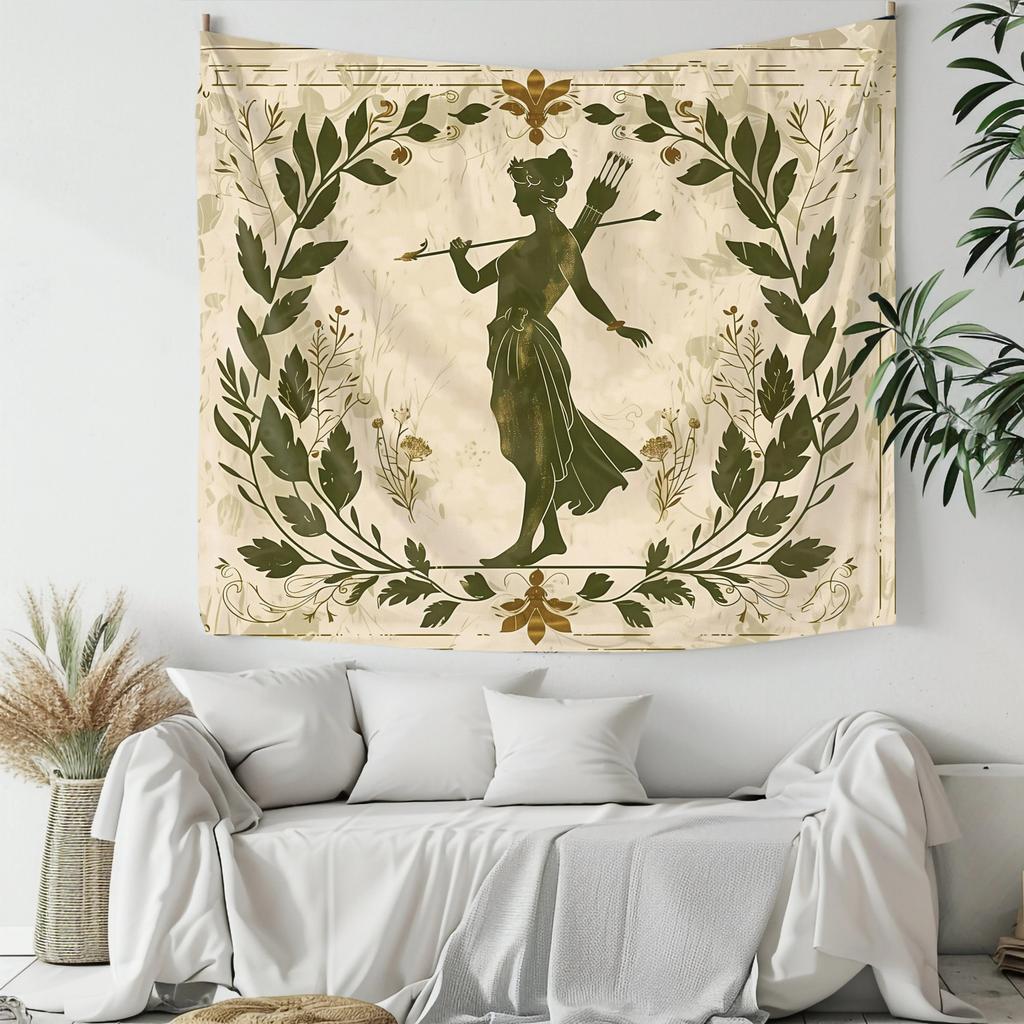VIKAMA New Art Style Moon God Artemis Tapestry Olive Branch and Leaf Renovation Shooting Background Atmosphere Room Decoration