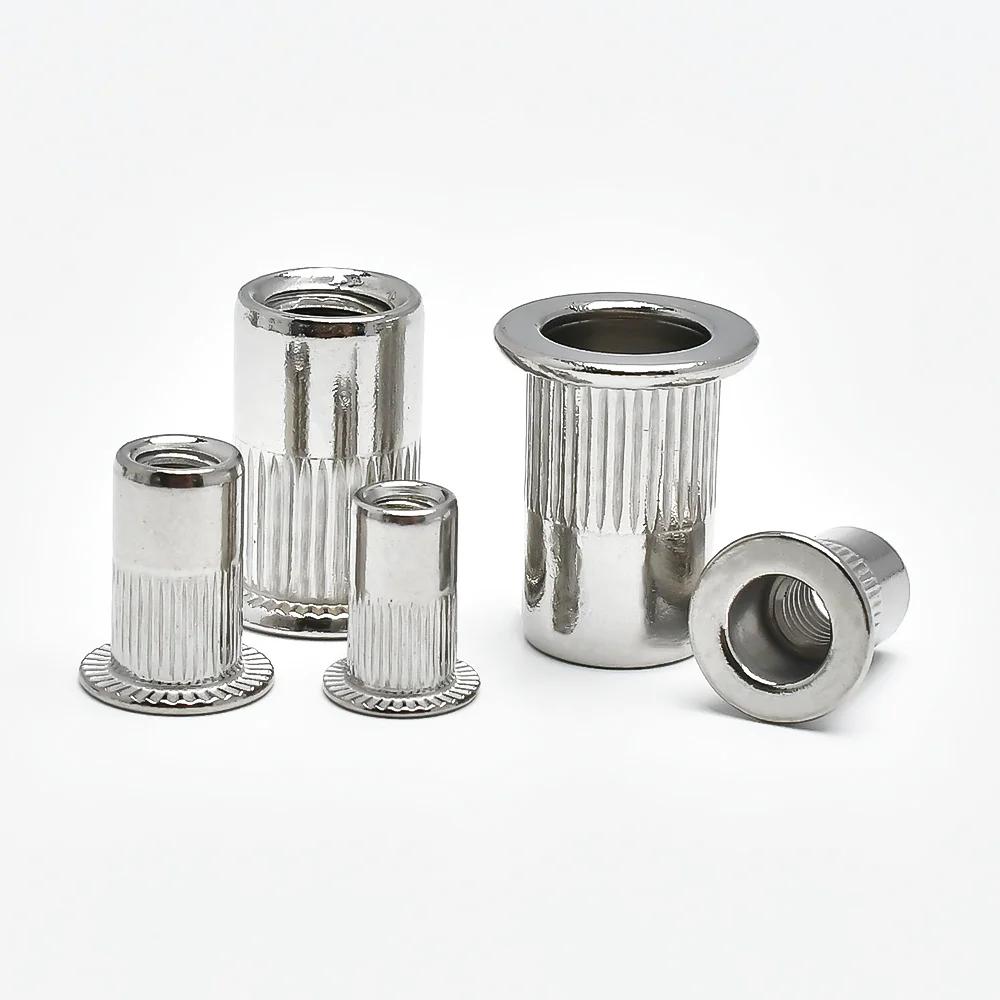 5-20PCS Flat Rivet Nut M3 M4 M5 M6 M8 M10 M12 304 Stainless Steel Flat Head Threaded Rivet Insert Nutsert Cap Rivets Nuts