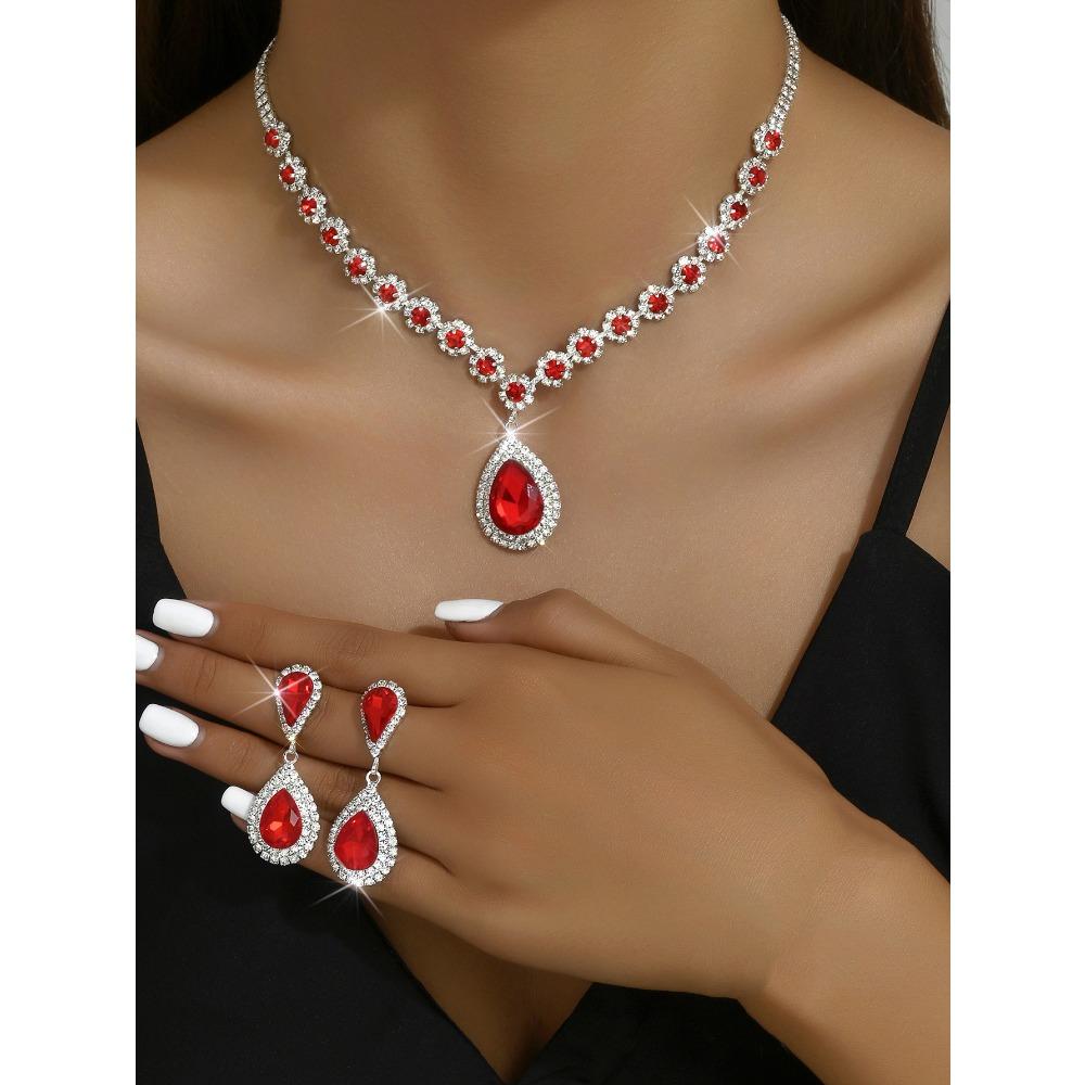 Claw Chain Inlaid Crystal Women's Versatile Jewelry Necklace Earrings Set