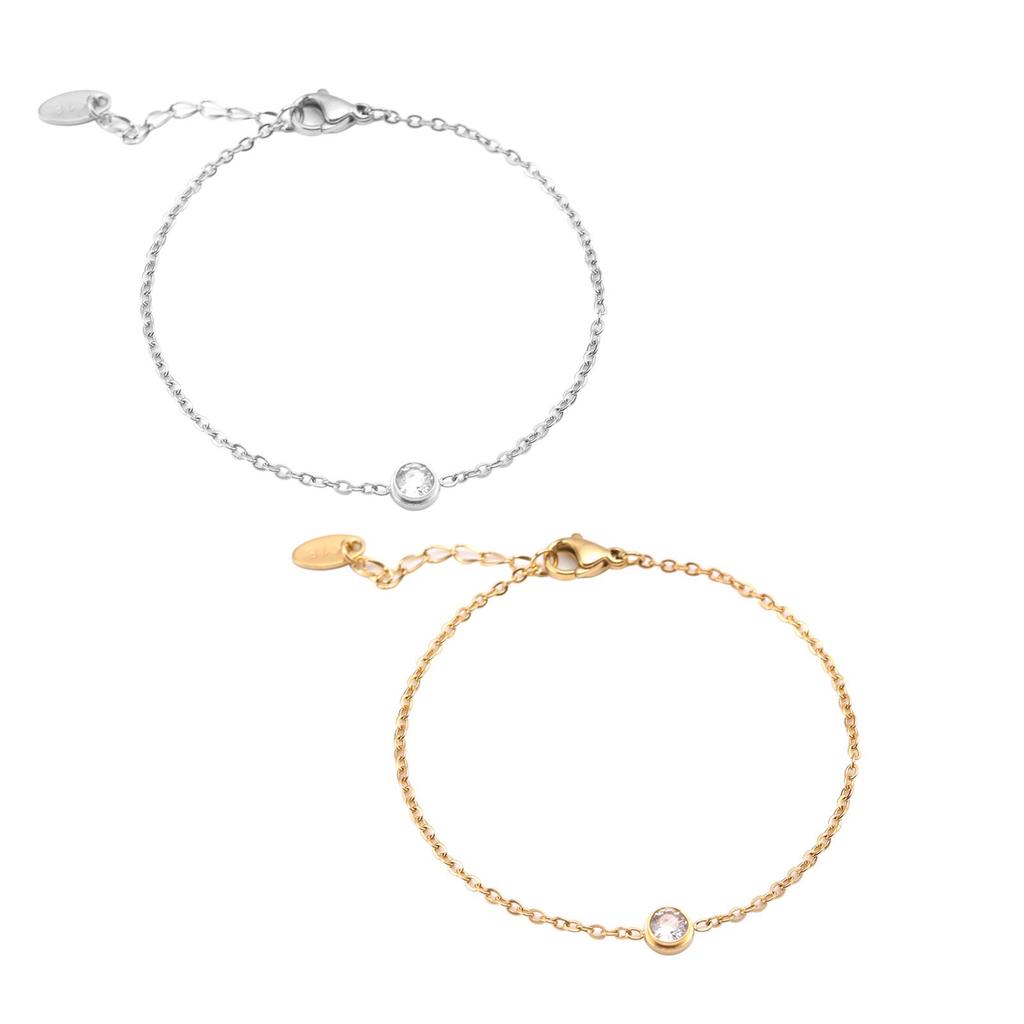Stainless Steel Women's Diamond-Inlaid Adjustable Titanium Bracelet