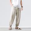 Linen Men's Casual Pants, Loose Cotton and Linen Men's Pants, Men's Long Pants, Breathable Linen Fabric Elastic Waist Casual Pants