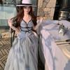 Women's Mesh Strapless Dress 2026 Spring Summer New Arrival V-neck Bowknot Deco Long Maxi Dresses Female