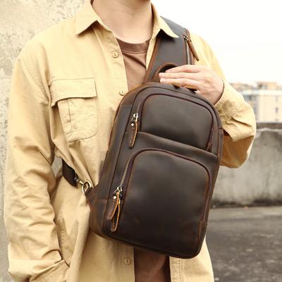 Retro Erkek Göğüs Çantası Büyük Kapasiteli Çok Fonksiyonlu Üst Kalite Dana Derisi Günlük ve Sade Tek Omuz Çantası