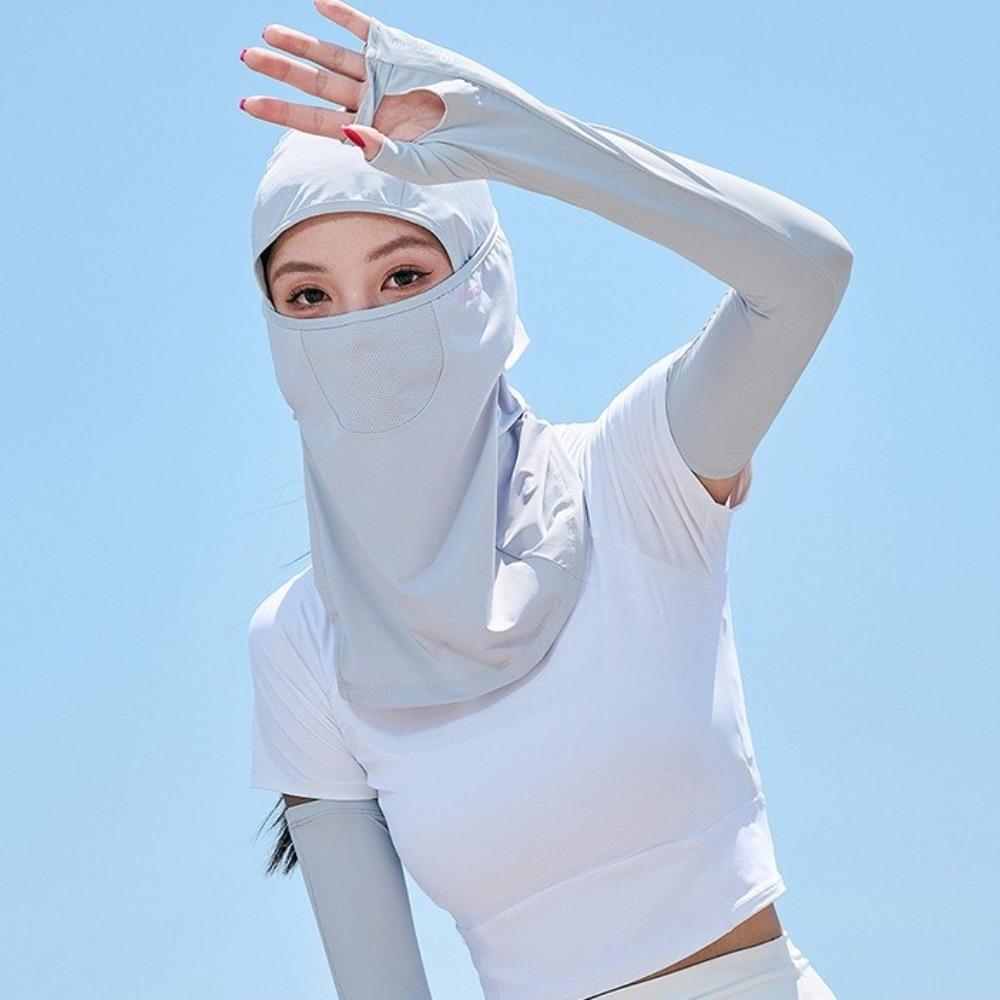 

Ice Silk Mask Cap with Shawl Sunscreen Hat New Visor Cap Summer сірий