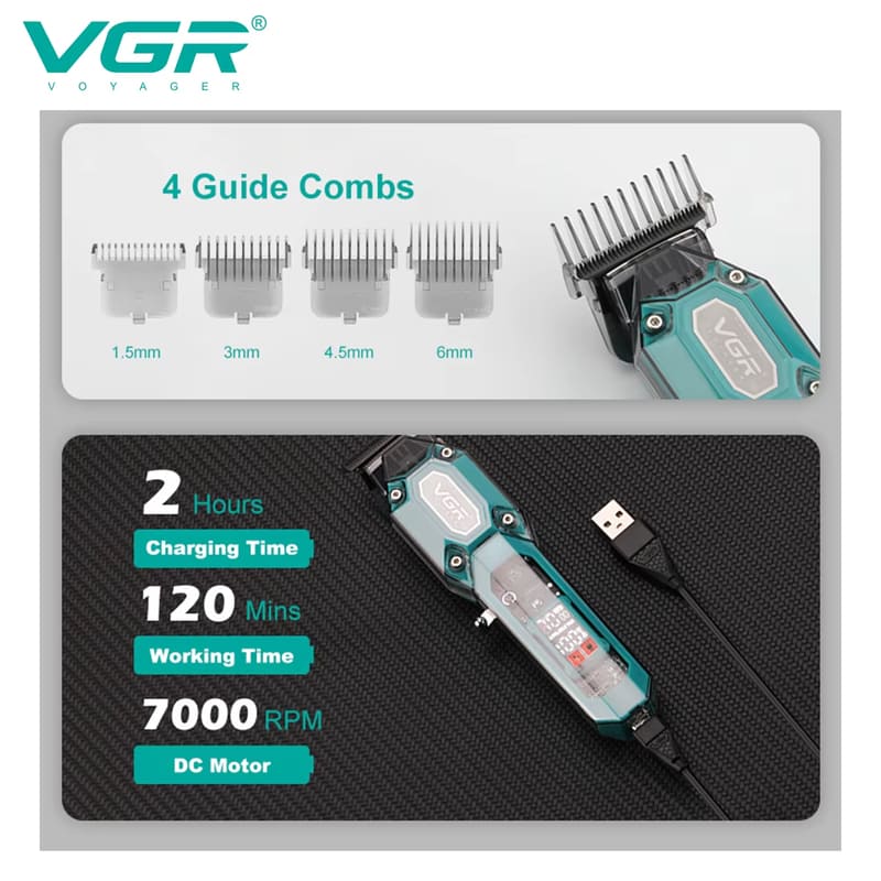 New High-quality High-power Hair Clipper LCD Display Engraving Electric Razor Men's Special Notch Electric Hair Clipper with LED Screen