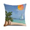 Watercolor Summer Beach Digital Printing Short Plush Pillow Covers for Car Sofa Office Cushion Cover Home Goods 60x60cm