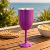 Stemmed Vino Cup Stainless Steel Vacuum Insulated Clear Lid Tumbler White