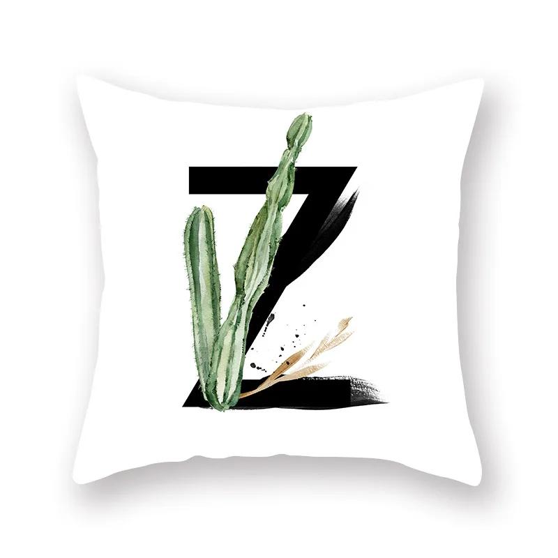 Sofa Pillow Cushion Wholesale Nordic Style Plant English Alphabet Peach Skin Pillowcase