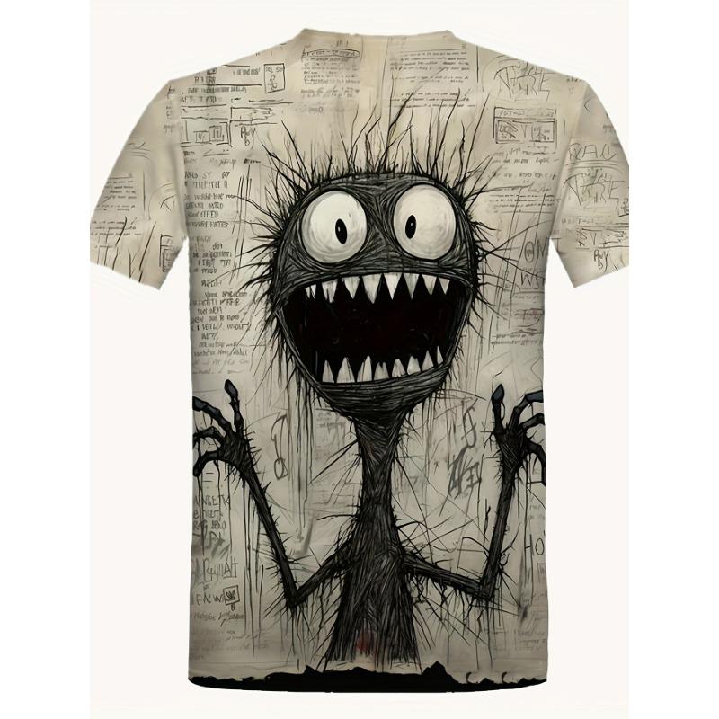 2024 neue Anime Monster In Panic Muster männer Neuheit 3d Kurzarm Rundhals Oversize T-shirt Sommer Outdoor T Tops Kleidung