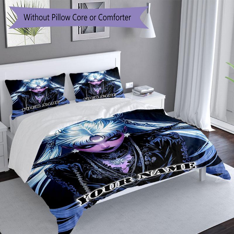 3pcs Custom Name Dark Fantasy Portrait Bedding Set Printed Bedding Set Duvet Cover Closure Includes 1 Duvet Cover & 2 Pillowcases Bedroom Decor