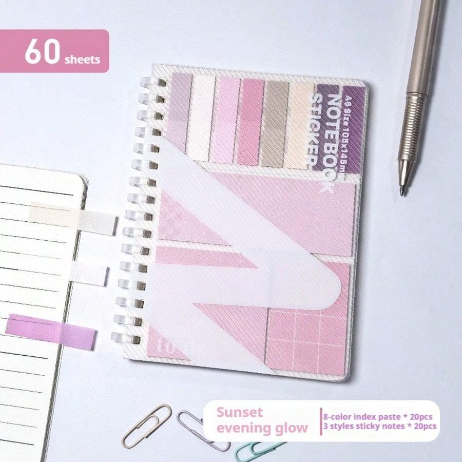 All-in-One Sticky Notes Organizer Soft Coil Refillable Binder Adhesive Index Tabs Ruled Filler Paper Ins Style Design Stationery