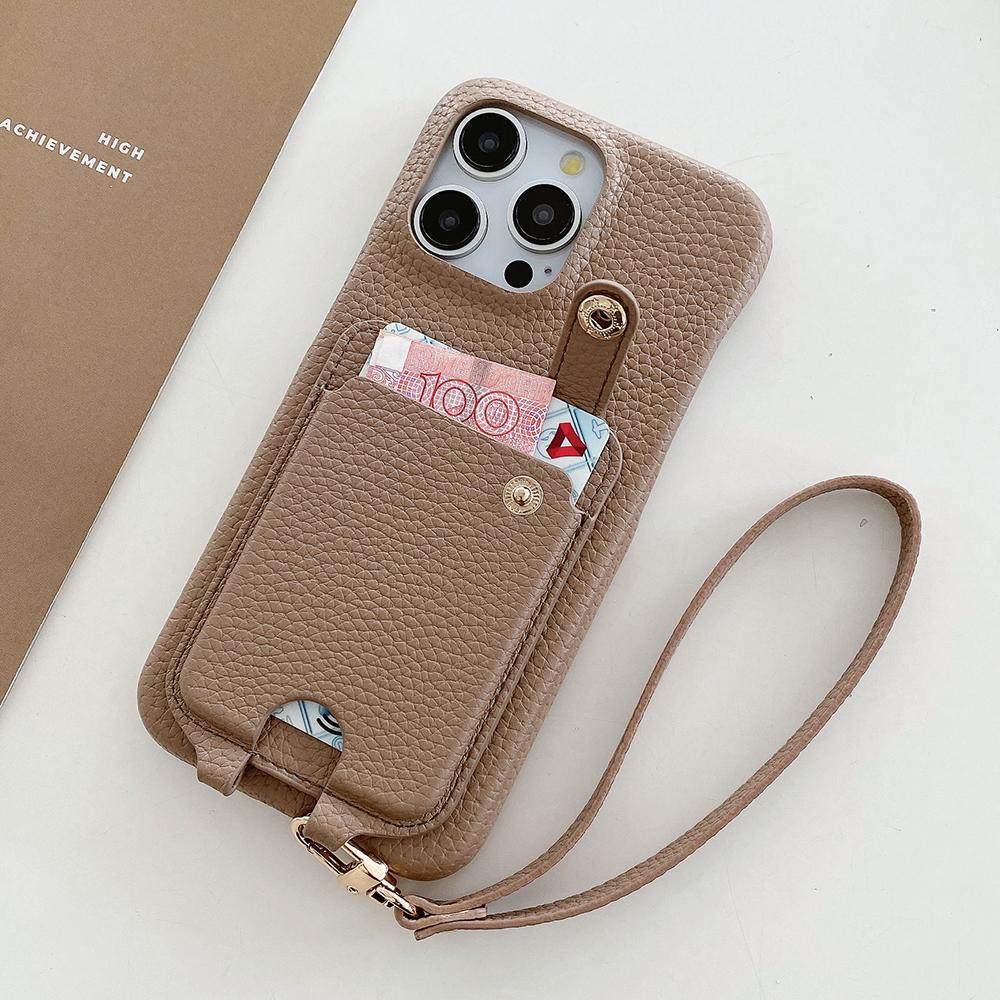 Wrist Strap Cards Pocket Leather Cellphone Cover for Samsung S25 Ultra S24 PU Wallet Android Phone Case for iPhone 16 15 14 12