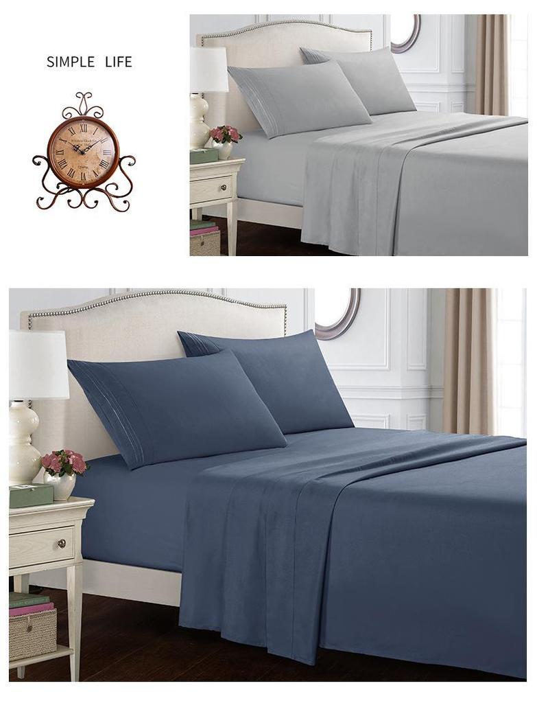Weiou Embroidered Solid Color Four-Piece Bedding Set